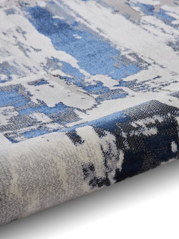 Apollo CR579 Modern Abstract Rug in Grey/Navy closeup view