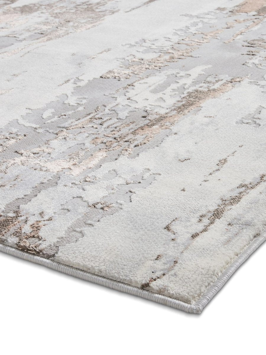 Apollo CR579 Modern Abstract Rug in Grey/Rose side angle view