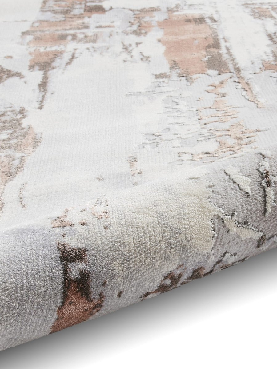 Apollo CR579 Modern Abstract Rug in Grey/Rose closeup view
