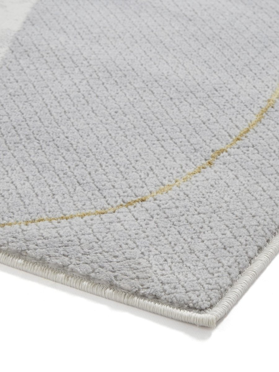 Apollo E9974 Modern Abstract Rug in Grey/Gold side angle view