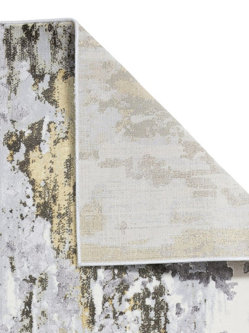 Apollo GR580  Modern Abstract Rug in Grey/Gold back side view