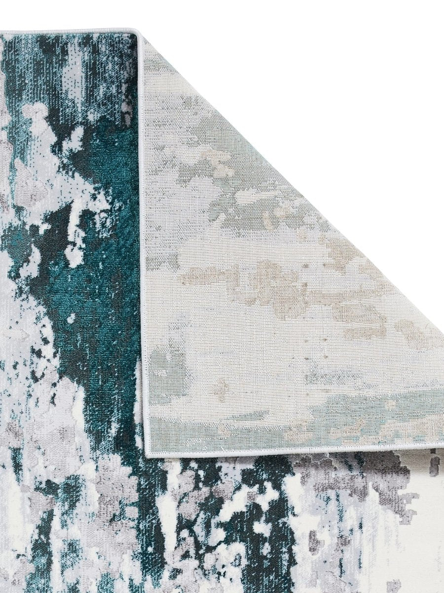 Apollo GR580  Modern Abstract Rug in Grey/Green back side view