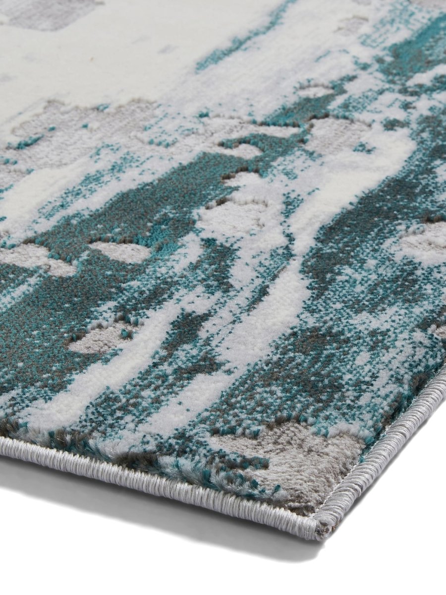 Apollo GR580  Modern Abstract Rug in Grey/Green side angle view