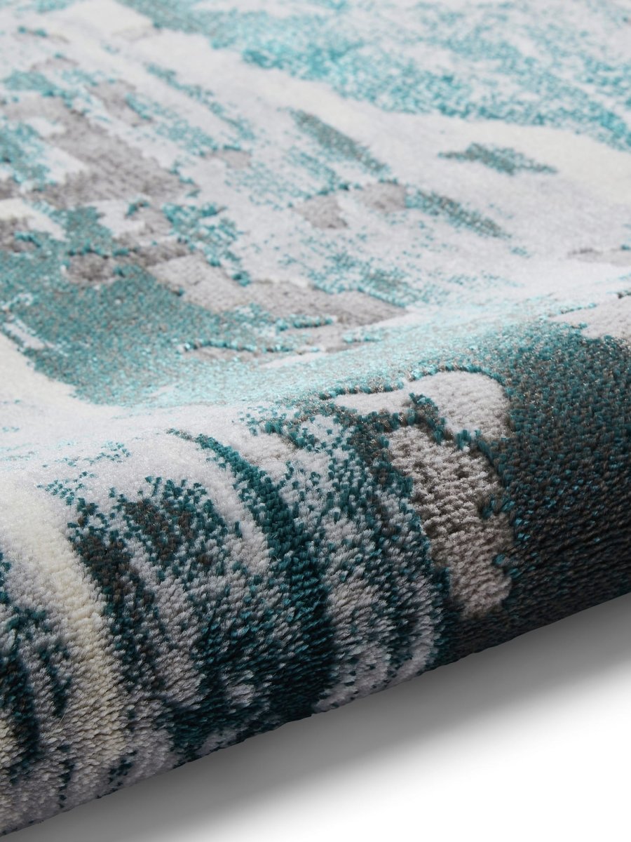 Apollo GR580  Modern Abstract Rug in Grey/Green closeup view