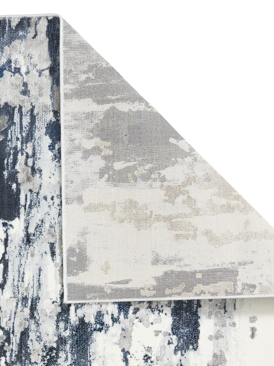 Apollo GR580  Modern Abstract Rug in grey Navy back side view