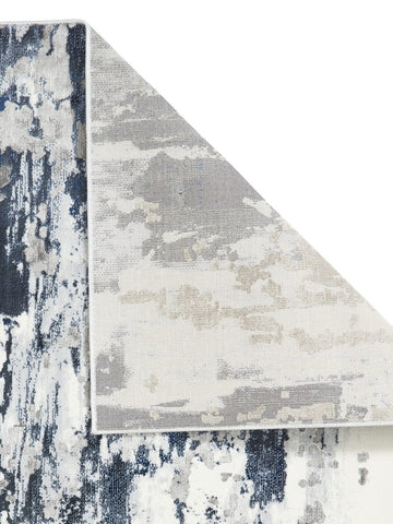 Apollo GR580  Modern Abstract Rug in grey Navy back side view