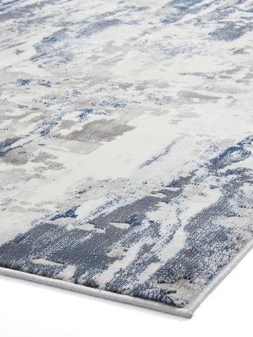 Apollo GR580  Modern Abstract Rug in grey Navy side angle view