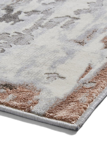 Apollo GR580  Modern Abstract Rug in Grey/Rose side angle view
