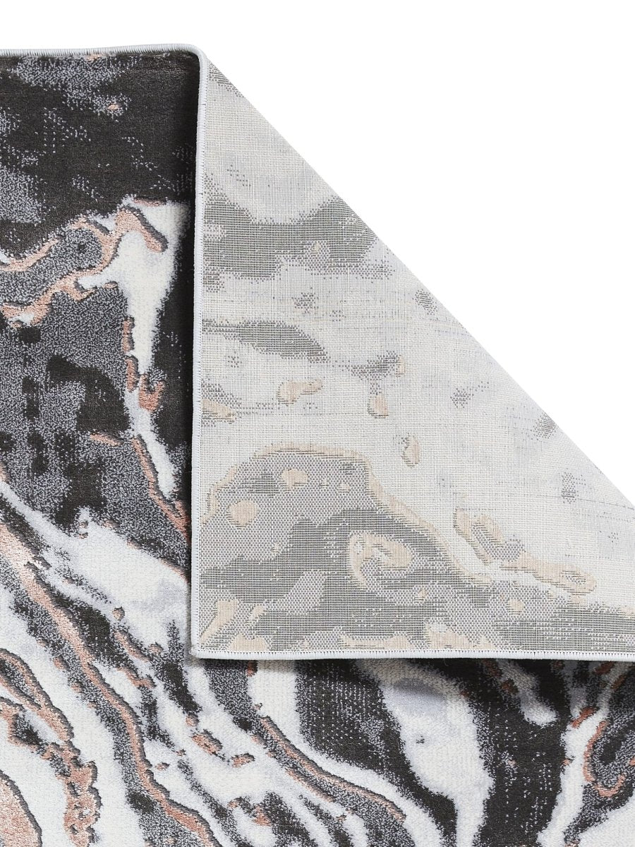 Apollo GR584 Modern Abstract Rug in Grey/Rose back side view