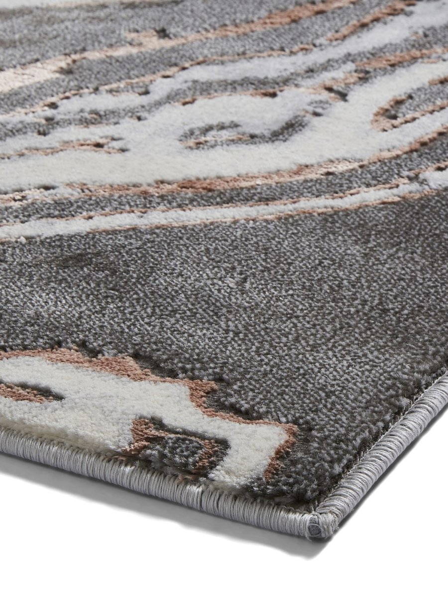 Apollo GR584 Modern Abstract Rug in Grey/Rose side angle view