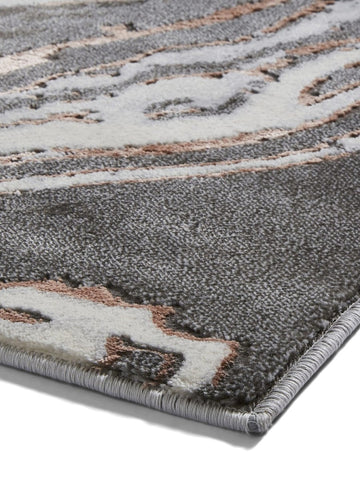 Apollo GR584 Modern Abstract Rug in Grey/Rose side angle view