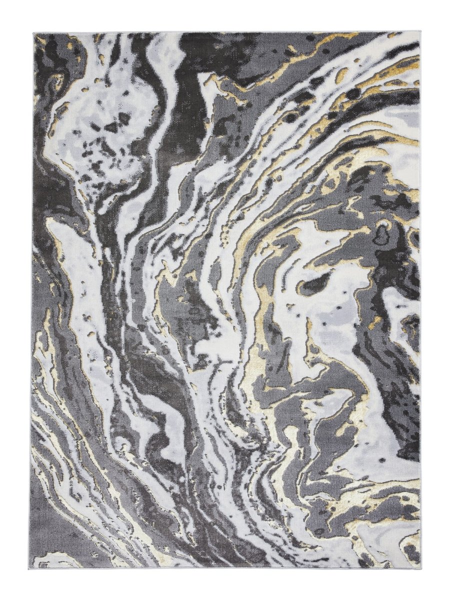 Apollo GR584 Modern Abstract Rug in Grey/Gold
