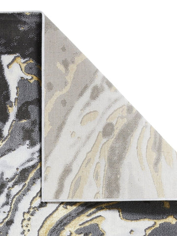 Apollo GR584 Modern Abstract Rug in Grey/Gold back side view