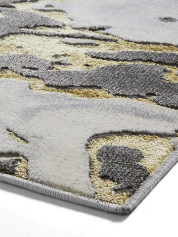 Apollo GR584 Modern Abstract Rug in Grey/Gold side angle view