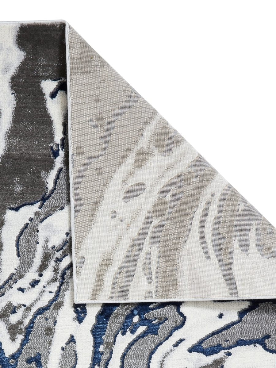 Apollo GR584 Modern Abstract Rug in Grey/Navy back side view