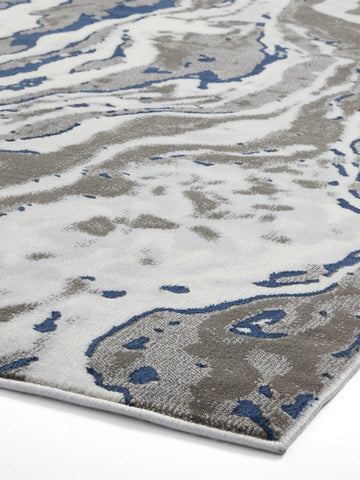 Apollo GR584 Modern Abstract Rug in Grey/Navy side angle view