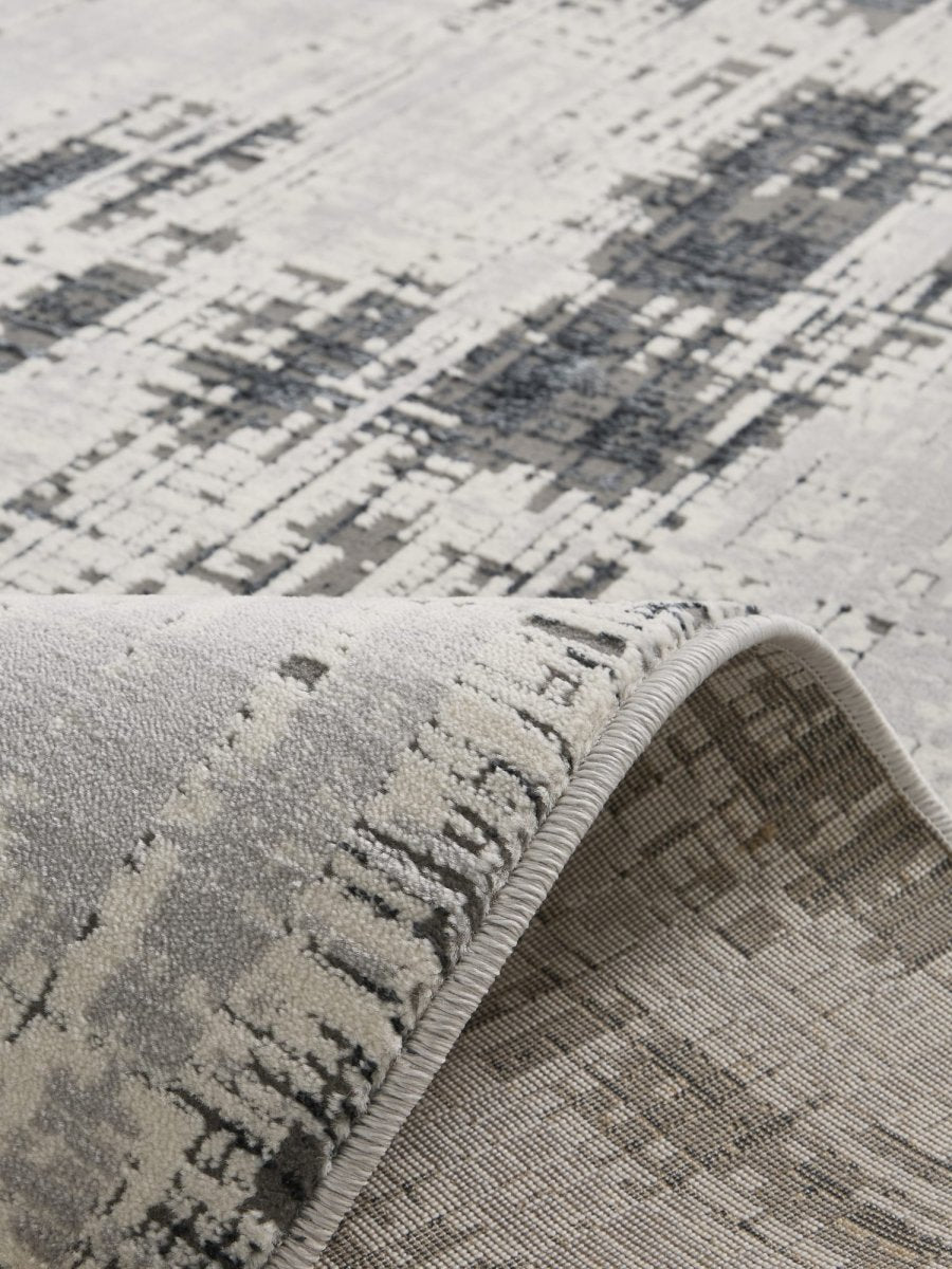 Apollo HE052 Modern Abstract Rug in Grey/Dar Blue closeup view