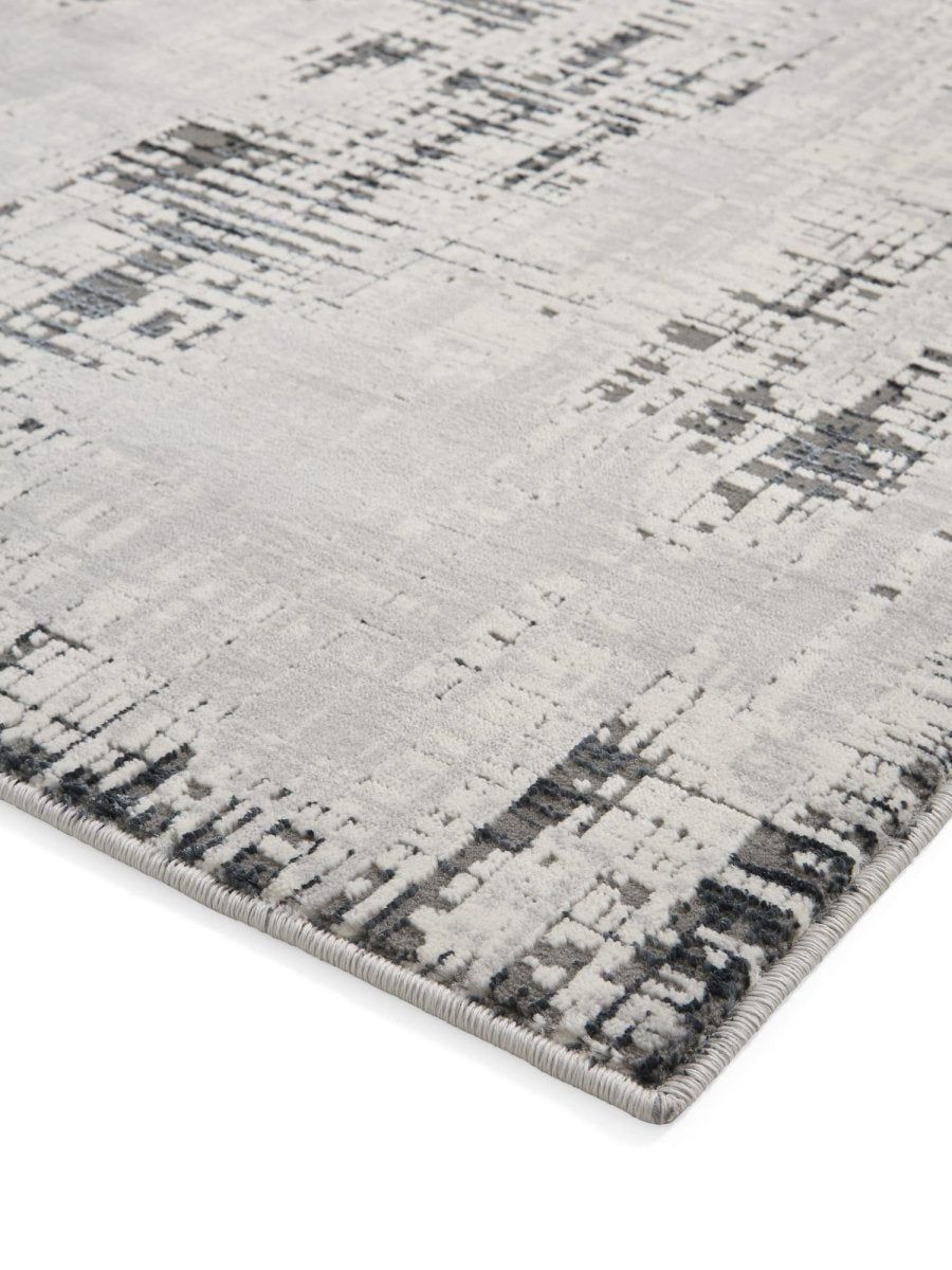 Apollo HE052 Modern Abstract Rug in Grey/Dar Blue side angle view