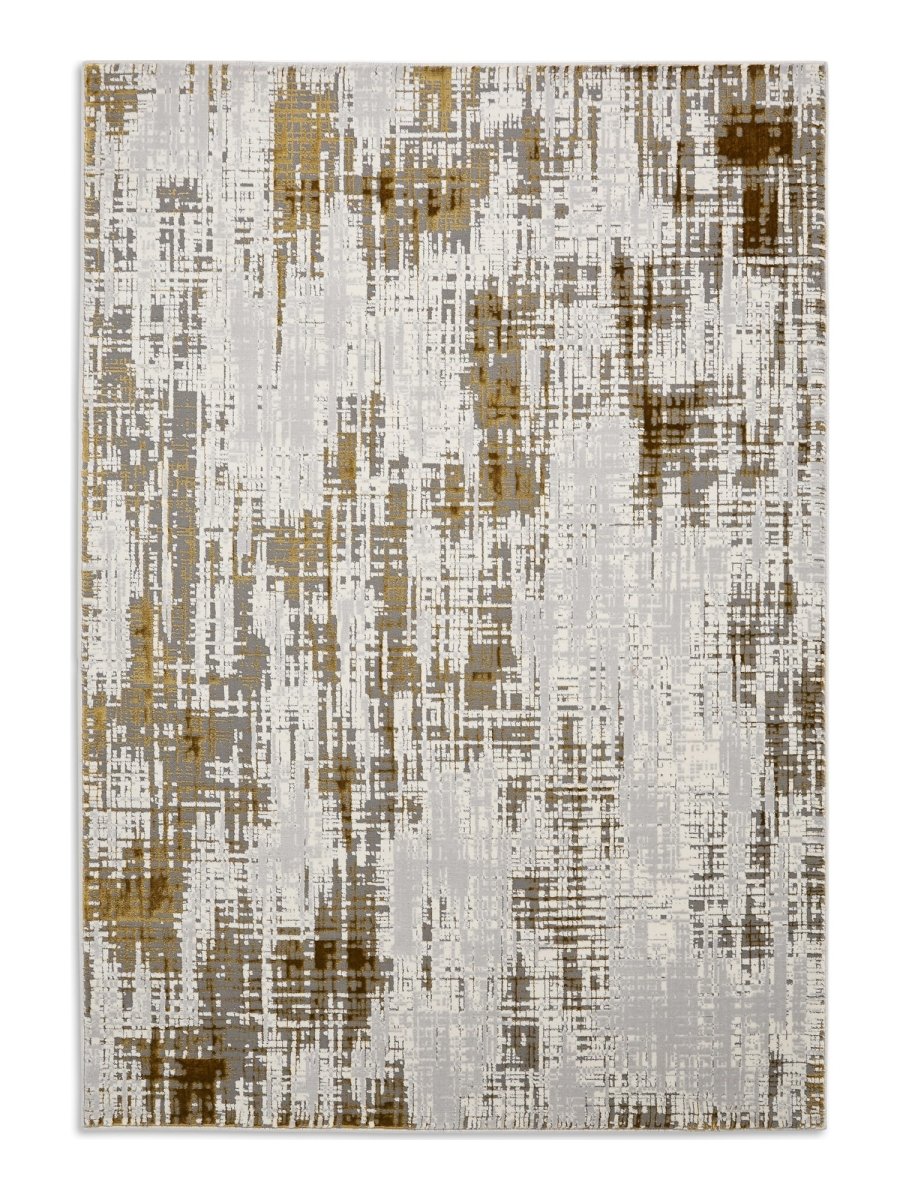 Apollo HE052 Modern Abstract Rug in Grey/Gold