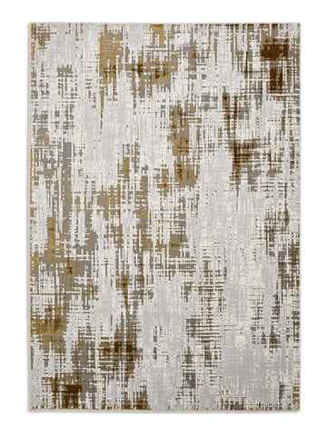 Apollo HE052 Modern Abstract Rug in Grey/Gold