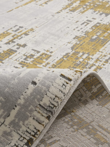 Apollo HE052 Modern Abstract Rug in Grey/Gold closeup view