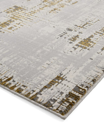 Apollo HE052 Modern Abstract Rug in Grey/Gold side angle view