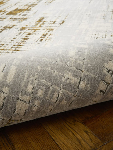 Apollo HE052 Modern Abstract Rug in Grey/Gold close view