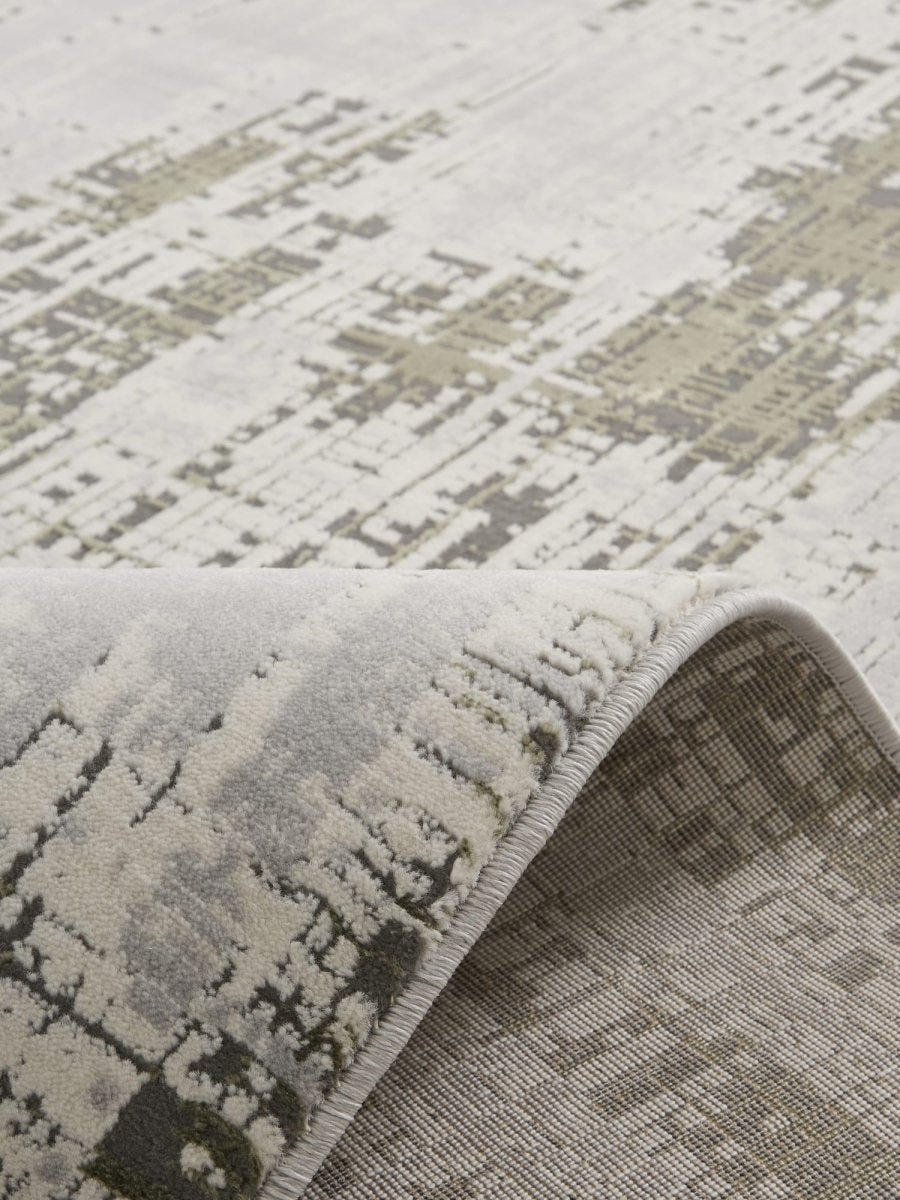 Apollo HE052 Modern Abstract Rug in Grey/Green closeup view