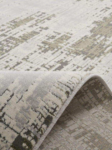 Apollo HE052 Modern Abstract Rug in Grey/Green closeup view
