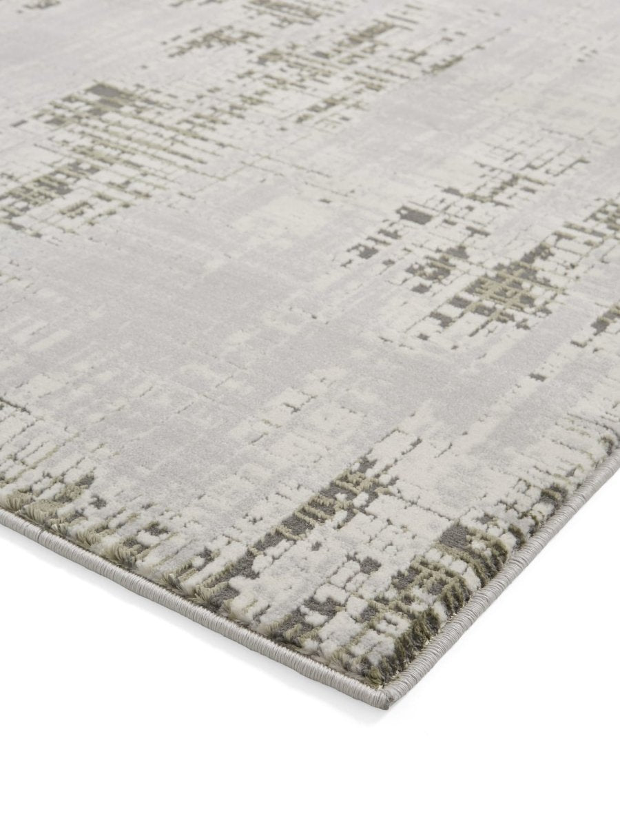 Apollo HE052 Modern Abstract Rug in Grey/Green side angle view