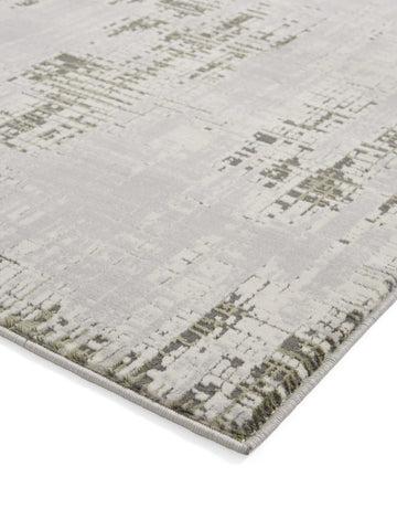 Apollo HE052 Modern Abstract Rug in Grey/Green side angle view