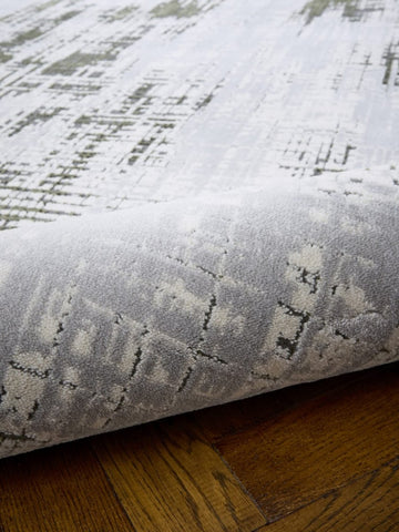 Apollo HE052 Modern Abstract Rug in Grey/Green close view