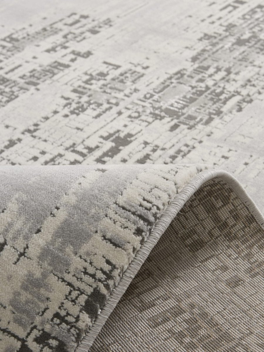 Apollo HE052 Modern Abstract Rug in Grey/Silver closeup view