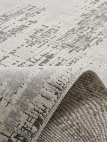 Apollo HE052 Modern Abstract Rug in Grey/Silver closeup view