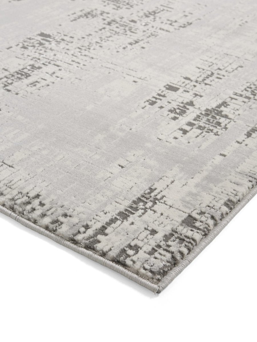 Apollo HE052 Modern Abstract Rug in Grey/Silverside angle view