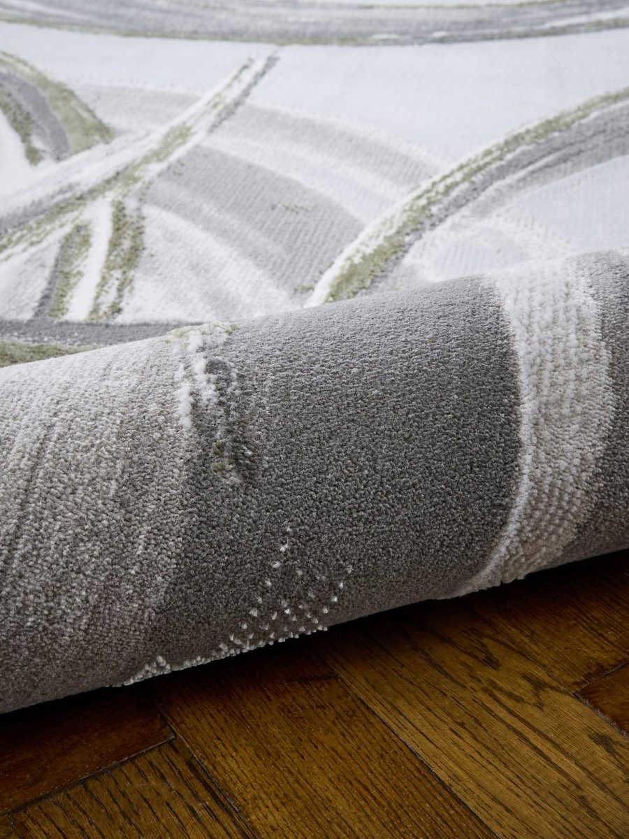 Apollo HF126 Modern Abstract Rug in Grey/Green close view