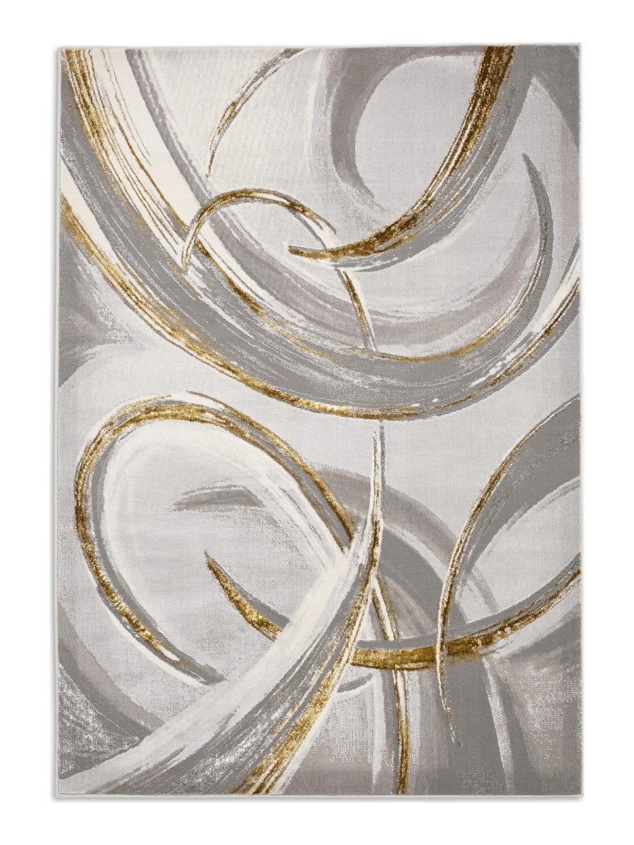 Apollo HF126 Modern Abstract Rug in Grey/Gold