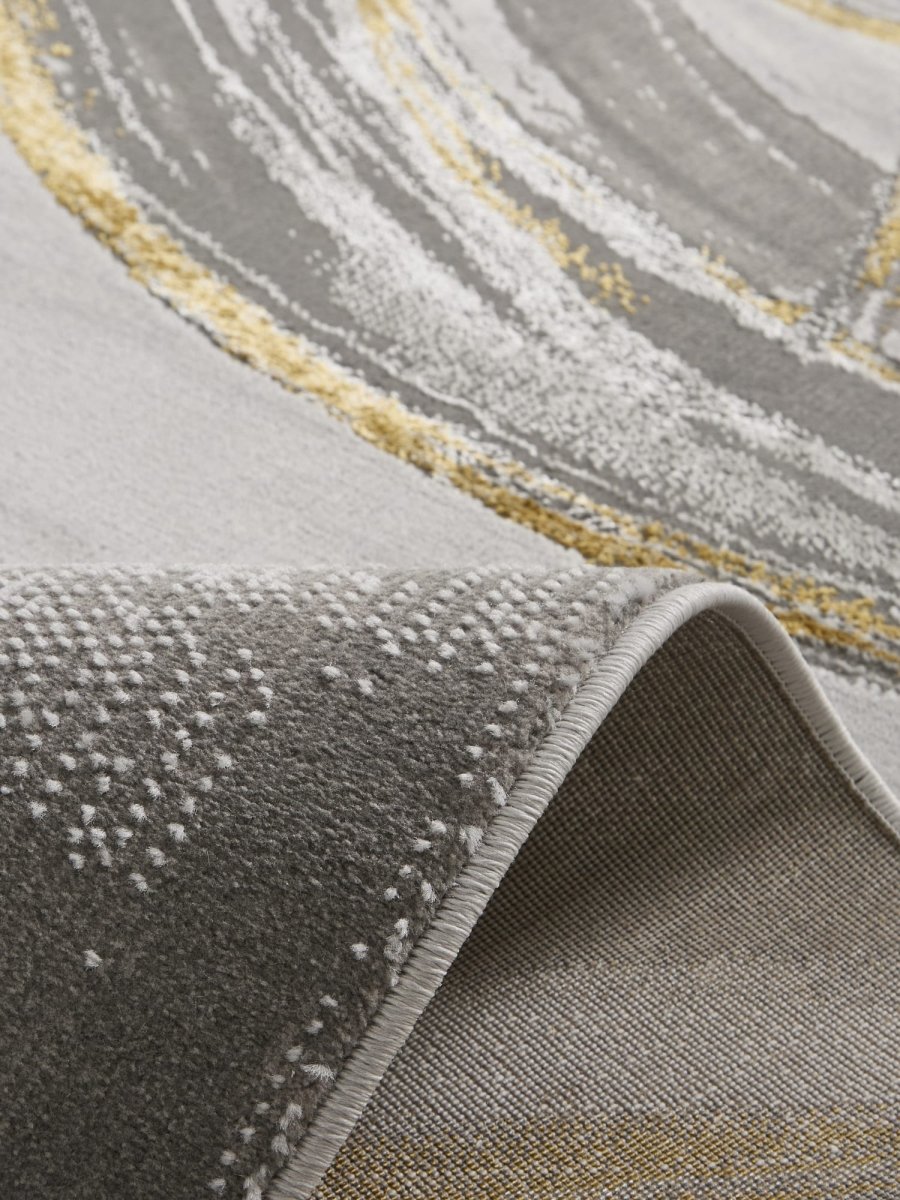 Apollo HF126 Modern Abstract Rug in Grey/Gold closeup view