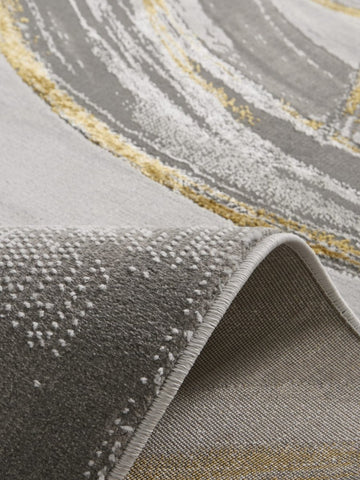 Apollo HF126 Modern Abstract Rug in Grey/Gold closeup view