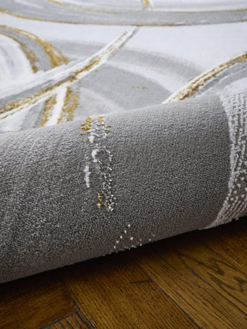 Apollo HF126 Modern Abstract Rug in Grey/Gold close view