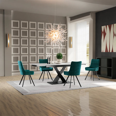Arctic Small 1.4m Extending Ceramic Dining Table with 4 Valentino Chairs - Pendle Village Furniture