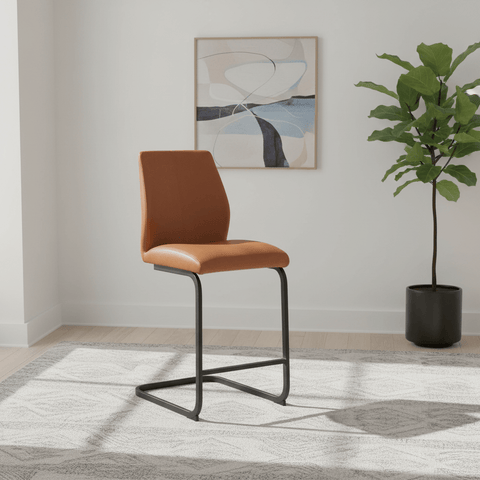 Arga Tan Faux Leather Counter Bar Chair - Set of 2