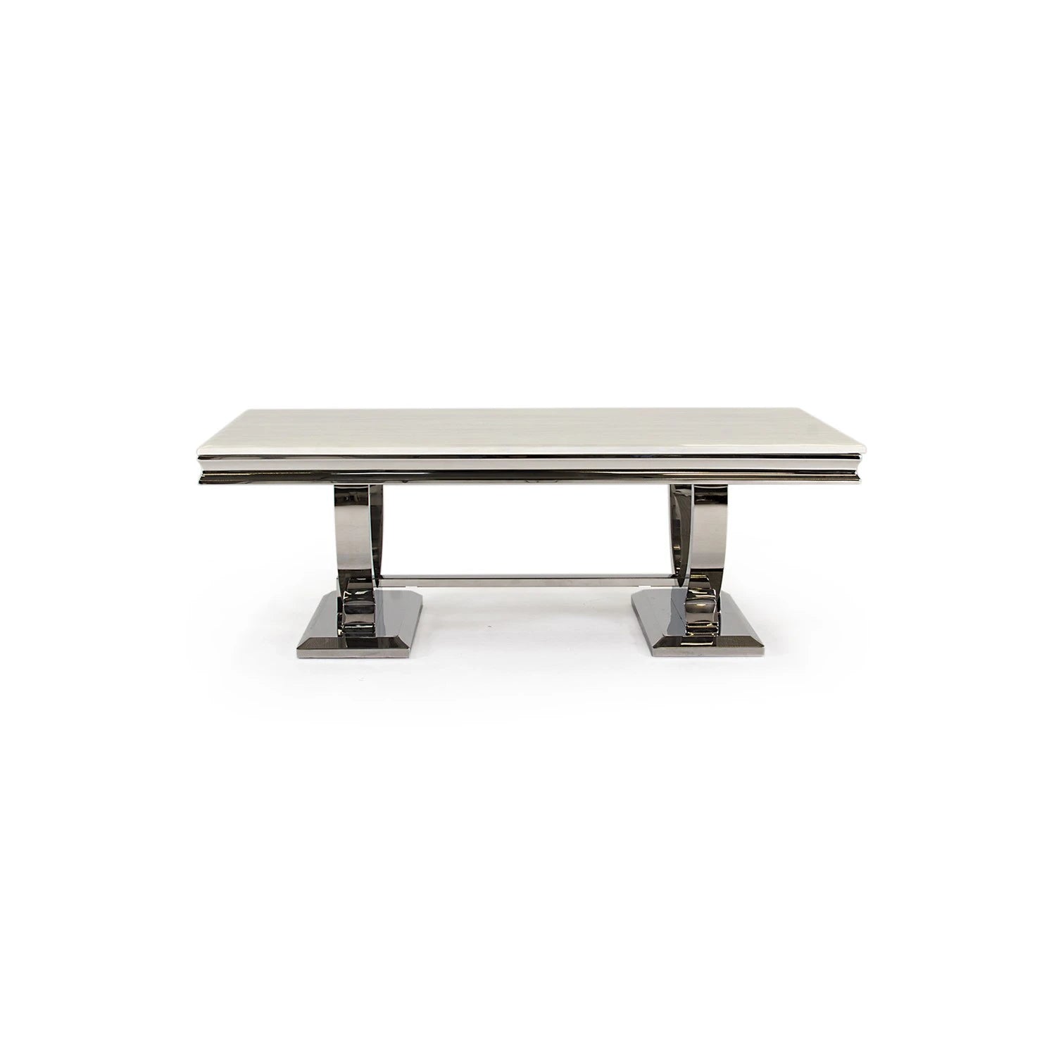 Arianna Cream Marble and Chrome Coffee Table - Pendle Village Furniture