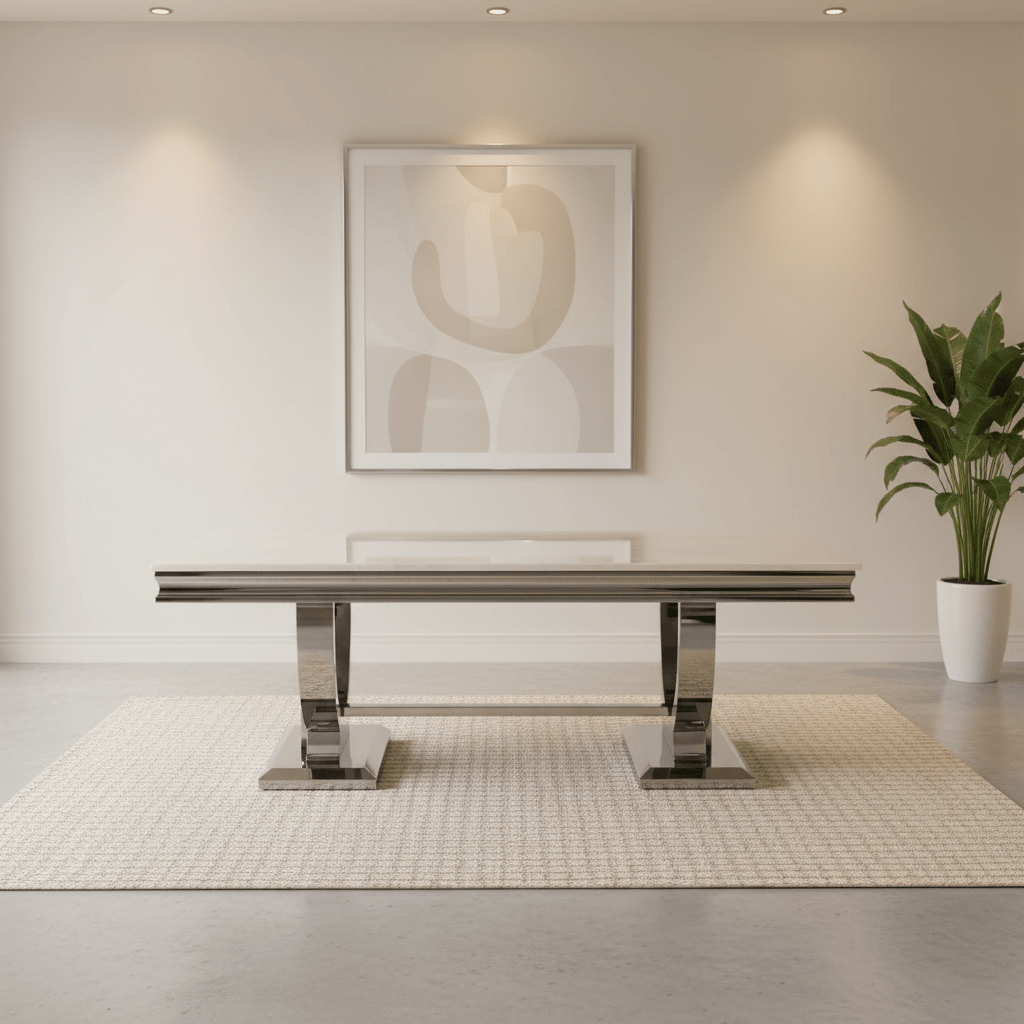 Arianna Cream Marble and Chrome Coffee Table