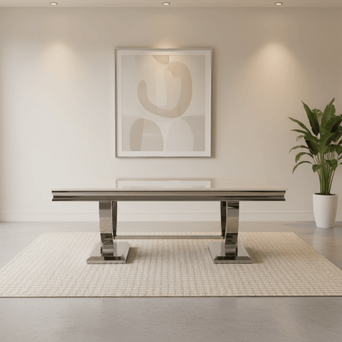 Arianna Cream Marble and Chrome Coffee Table
