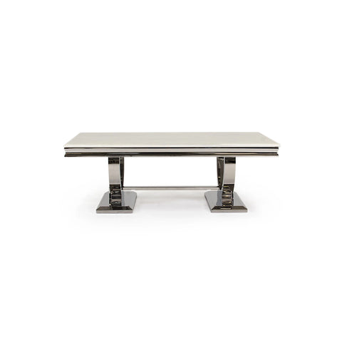 Arianna Cream Marble and Chrome Coffee Table - Pendle Village Furniture