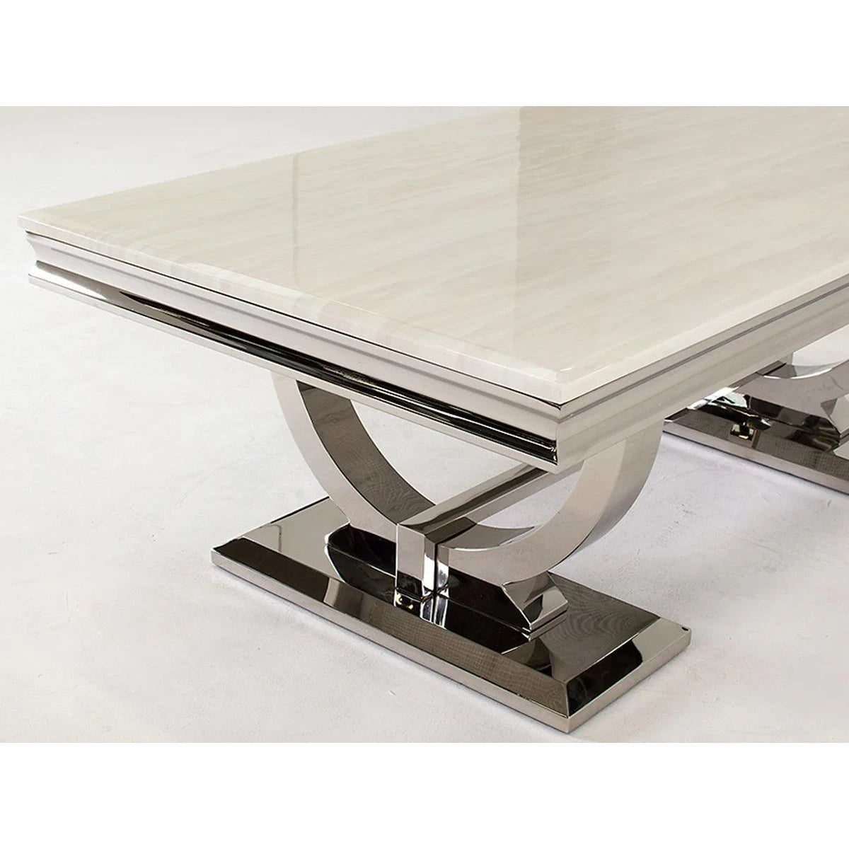 Arianna Cream Marble and Chrome Coffee Table - Pendle Village Furniture