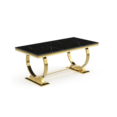 Arianna Gold Marble Dining Table with Roma Mink Chairs - Pendle Village Furniture