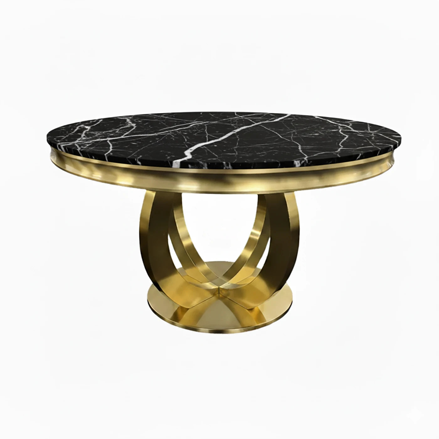 Arianna Gold Round Marble Dining Table - Pendle Village Furniture