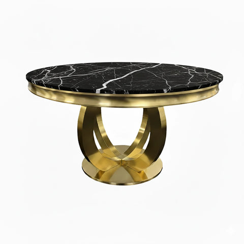 Arianna Gold Round Marble Dining Table - Pendle Village Furniture